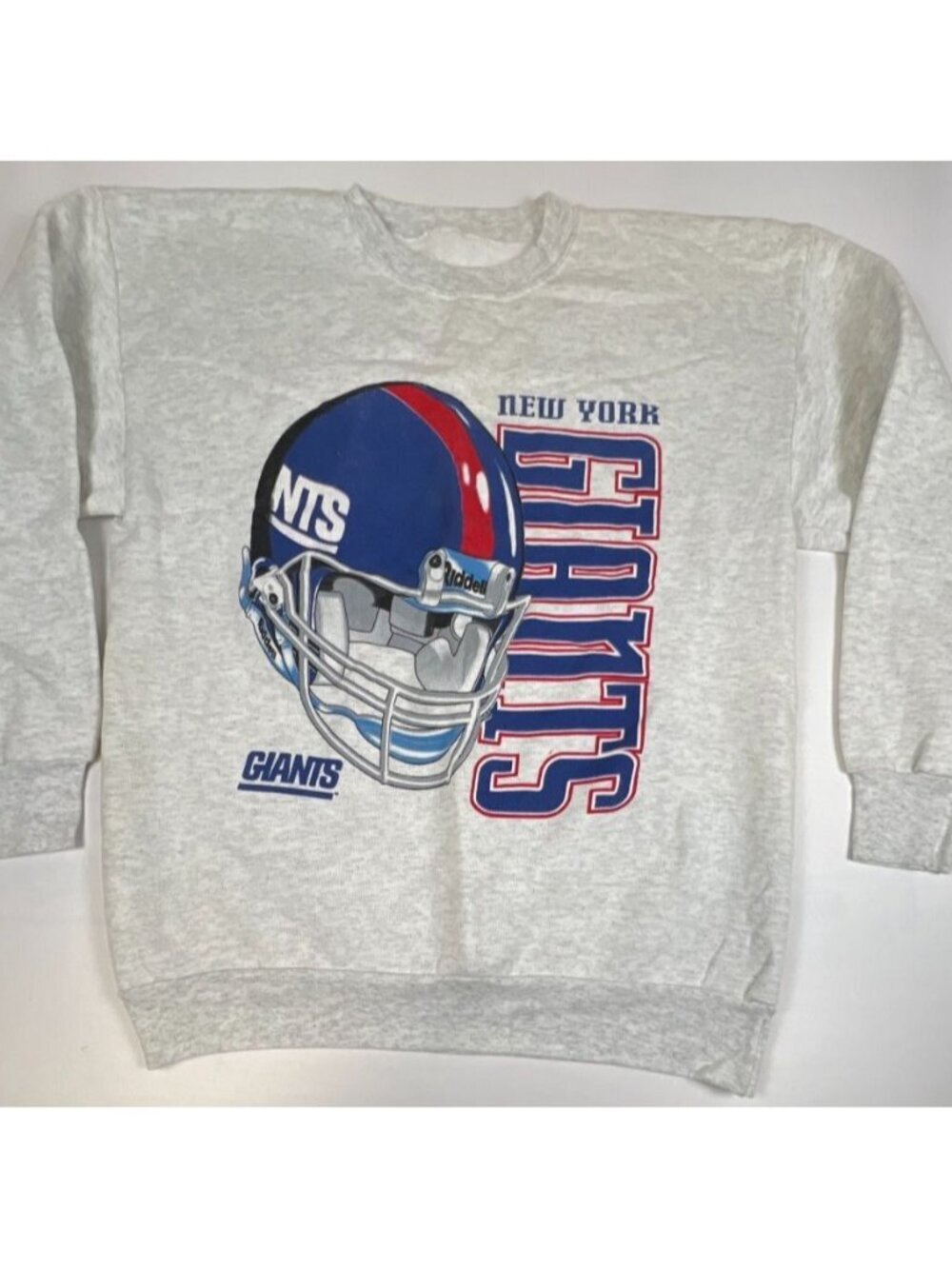 Vintage New York Giants L Crewneck Sweatshirt Grey Riddell Helmet Graphic NFL